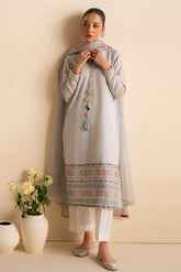 CROSS STITCH-3PC DHANAK EMBROIDERED SHIRT WITH ORGANZA EMBROIDRED DUPATTA AND TROUSER-ADR-3205