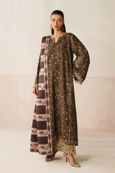 BAROQUE-3PC KHADDAR PRINTED SHIRT WITH KHADDAR PRINTED DUPATTA AND PRINT TROUSER-ADR-2663