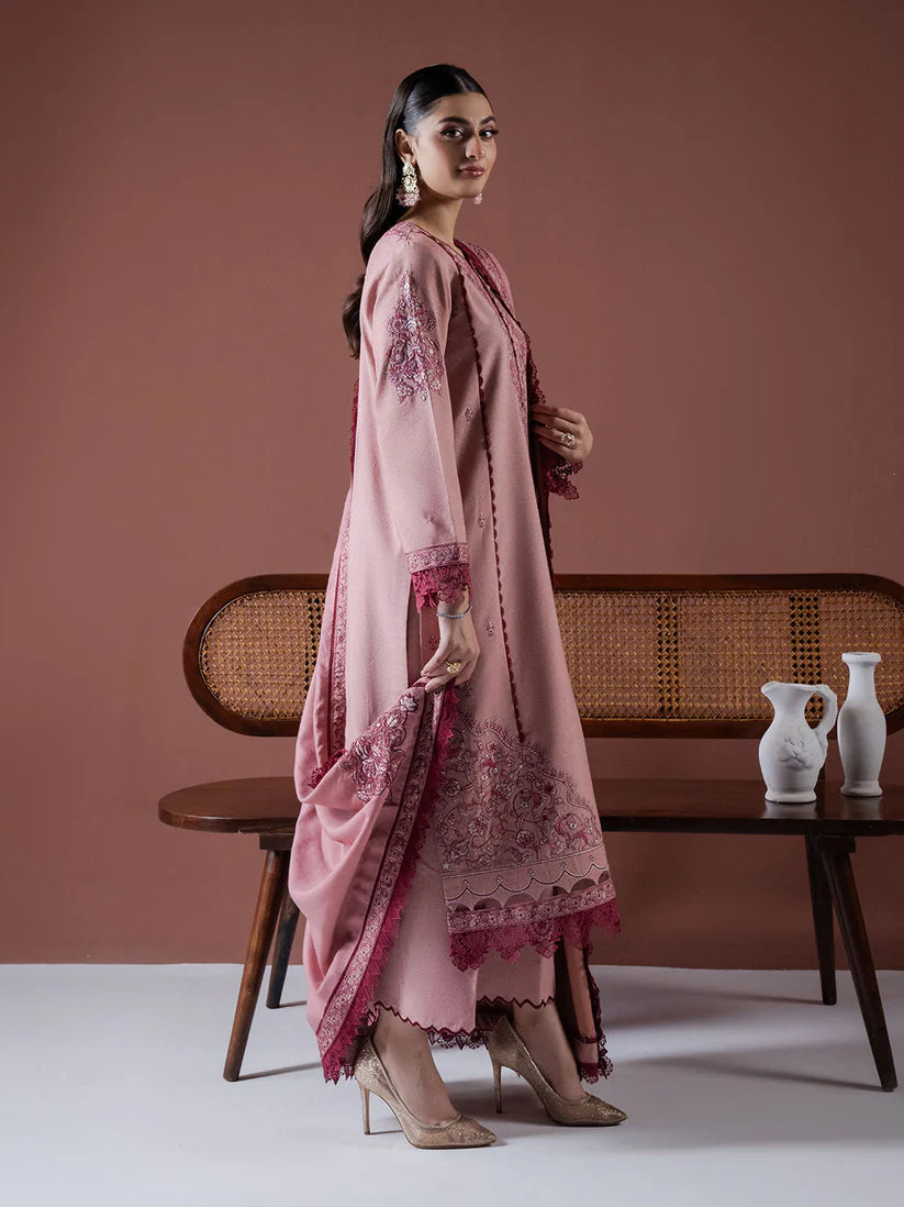 ASIM JOFA-3PC DHANAK EMBROIDERED SHIRT WITH DHANAK EMBROIDERED SHAWL & TROUSER-ADR-4186