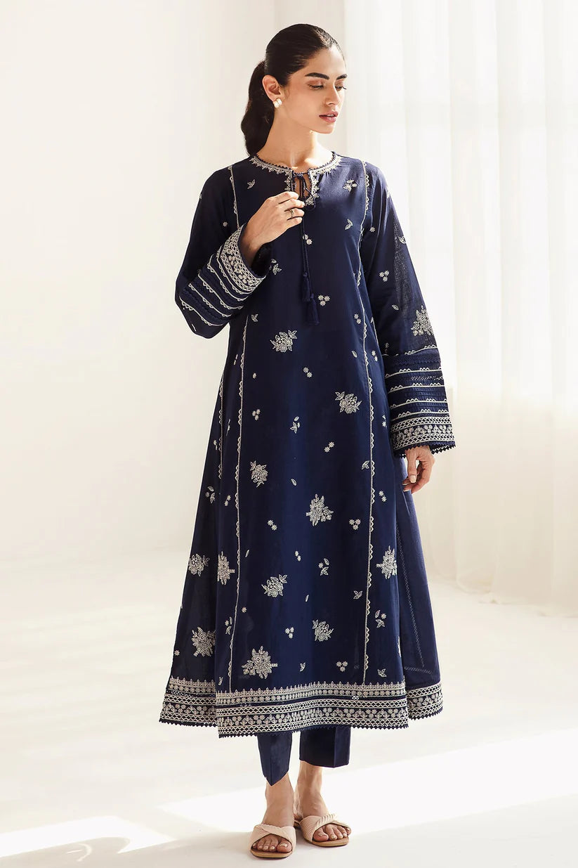 JAZMIN-3PC DHANAK SEQUENCE EMBROIDERED SHIRT WITH COUTRAI PRINTED SHAWL & DHANAK TOUSER-ADR-4182