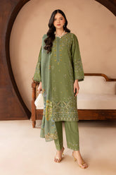 BATIK-3PC LAWN EMBROIDERED SHIRT WITH MONARK PRINT DUPATTA AND EMB TROUSER-ADR-3700