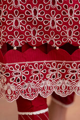 MIRAKHI-3PC LAWN CHIKENKARI EMBROIDERED SHIRT WITH LAWN TUBE SLUB DUPATTA-ADR-