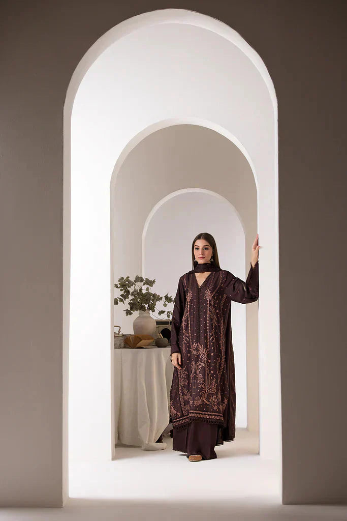 SOBIA NAZIR - 3PC DHANAK EMBROIDERED SHIRT WITH DHANAK EMBROIDERED SHAWL AND TROUSER-ADR-3424