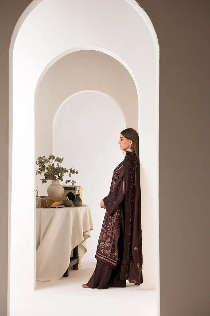 SOBIA NAZIR - 3PC DHANAK EMBROIDERED SHIRT WITH DHANAK EMBROIDERED SHAWL AND TROUSER-ADR-3424
