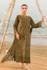 RANG RASIYA-3PC LAWN EMBROIDERED SHIRT WITH KHADDI NET EMBROIDERED DUPATTA & TROUSER-ADR-4514