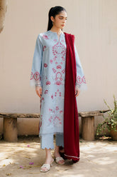 ZAHRA SHAHJAHAN-3PC DHANAK EMBROIDERED SHIRT WITH CHIFFON DUPATTA AND TROUSER-ADR-4215