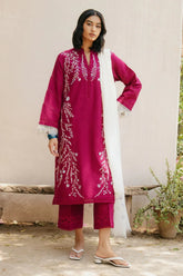 ZARASHAHJAHAN-3PC DHANAK EMBROIDERED SHIRT WITH COTTON NET EMBROIDERED DUPATTA AND TROUSER-ADR-4216