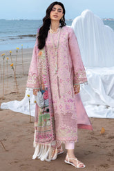 MAHNUR-3PC LAWN CHIKANKAARI EMBROIDERED SHIRT WITH CHIFFON PRINTED DUPATTA AND TROUSER-ADR-4787