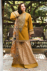 SAPPHIRE-3PC KHADDAR PRINTED EMB SHIRT WITH KHADDAR PRINTED DUPATTA AND PRINT TROUSER-ADR-2668