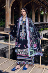 MUSHQ-3PC DHANAK EMBROIDERED SHIRT WITH COURTRAI WOOL PRINT SHAWL AND TROUSER-ADR-4415