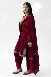 ZARA SHAHJAHAN-3PC DHANAK EMBROIDERED SHIRT WITH DHANAK EMBROIDERED SHAWL AND TROUSER-ADR-5021