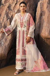 MAHNUR-3PC LAWN CHIKAN HEAVY EMBROIDERED SHIRT WITH KHADDI NET EMBROIDERED DUPATTA AND TROUSER-ADR-4734