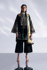 HUSSAIN REHAR-3PC DHANAK EMBROIDERED SHIRT WITH COUTRAI PRINTED SHAWL AND TROUSER-ADR-5237
