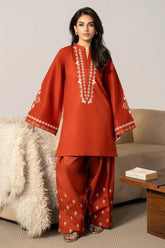 IZEL-2PC DHANAK EMBROIDERED SHIRT WITH DHANAK EMBROIDERED TROUSER-ADR-15073