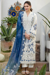 MOTIFZ-3PC LAWN HEAVY EMBROIDERED SHIRT WITH SILK PRINTED DUPATTA AND TROUSER-ADR-4906