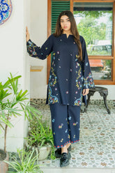 URGE-2PC DHANAK EMBROIDERED SHIRT WITH DHANAK EMBROIDRED TROUSER-ADR-136