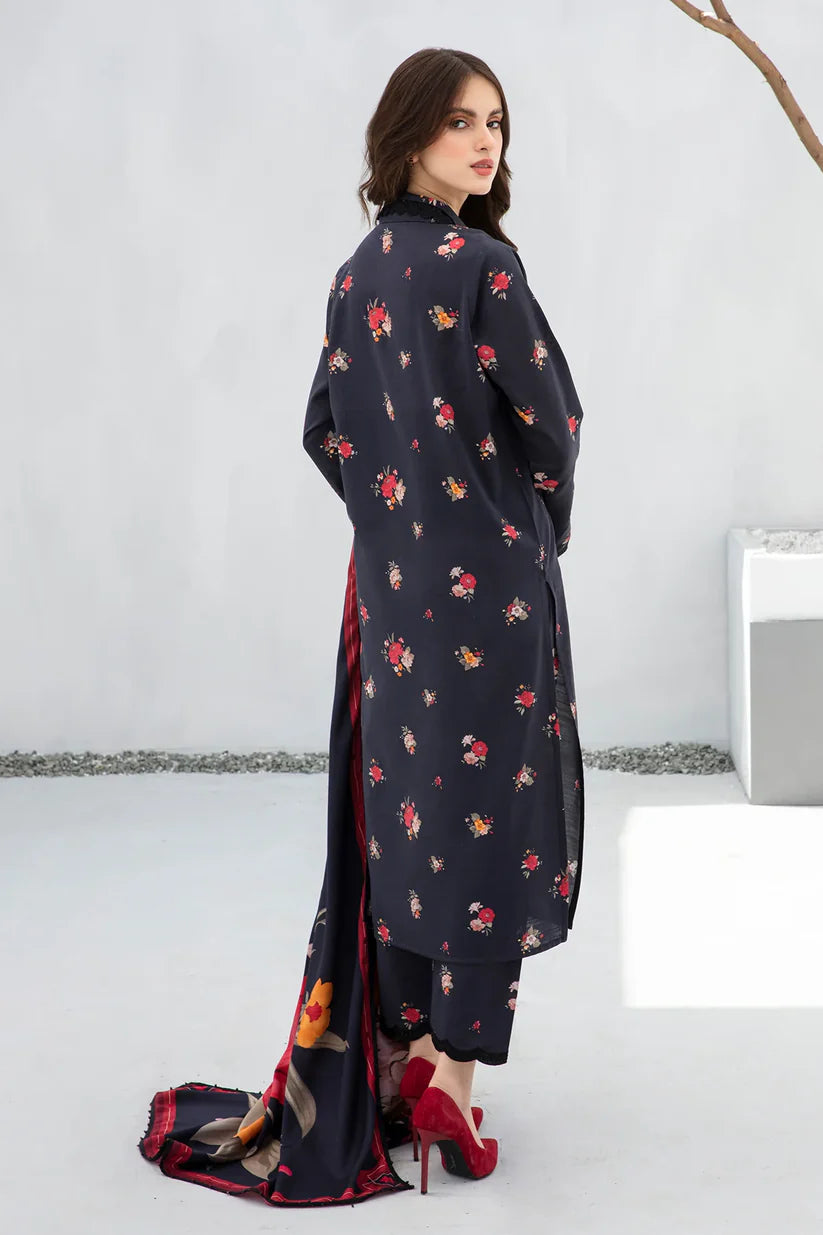 BAROQUE-3PC KHADDAR PRINTED SHIRT WITH KHADDAR PRINT DUPATTA AND PRINT TROUSER-ADR-2605