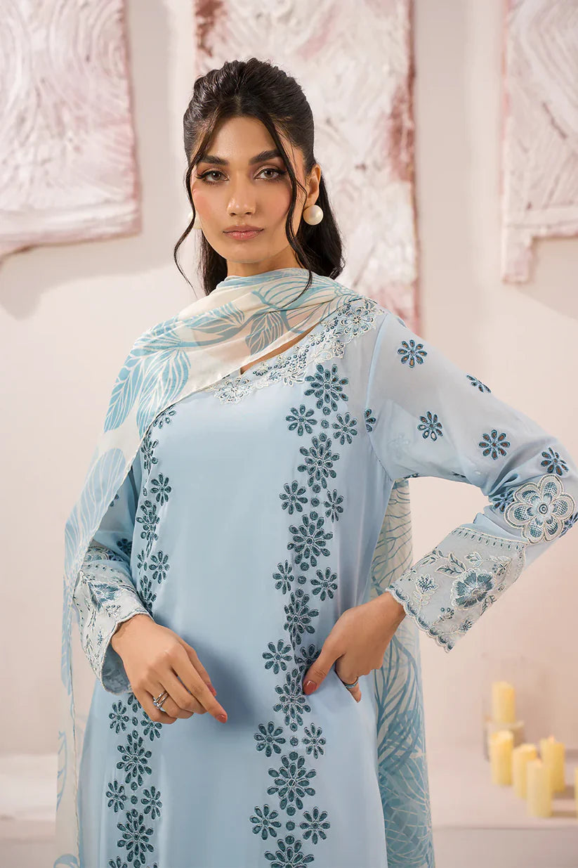 IZNIK - 3PC LAWN BORER EMBROIDERED SHIRT WITH MONARK PRINTED DUPATTA AND TROUSER-ADR-3739