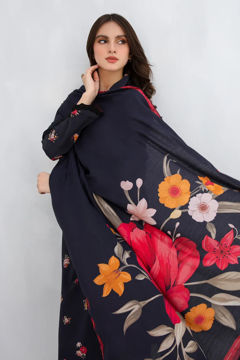 BAROQUE-3PC KHADDAR PRINTED SHIRT WITH KHADDAR PRINT DUPATTA AND PRINT TROUSER-ADR-2605
