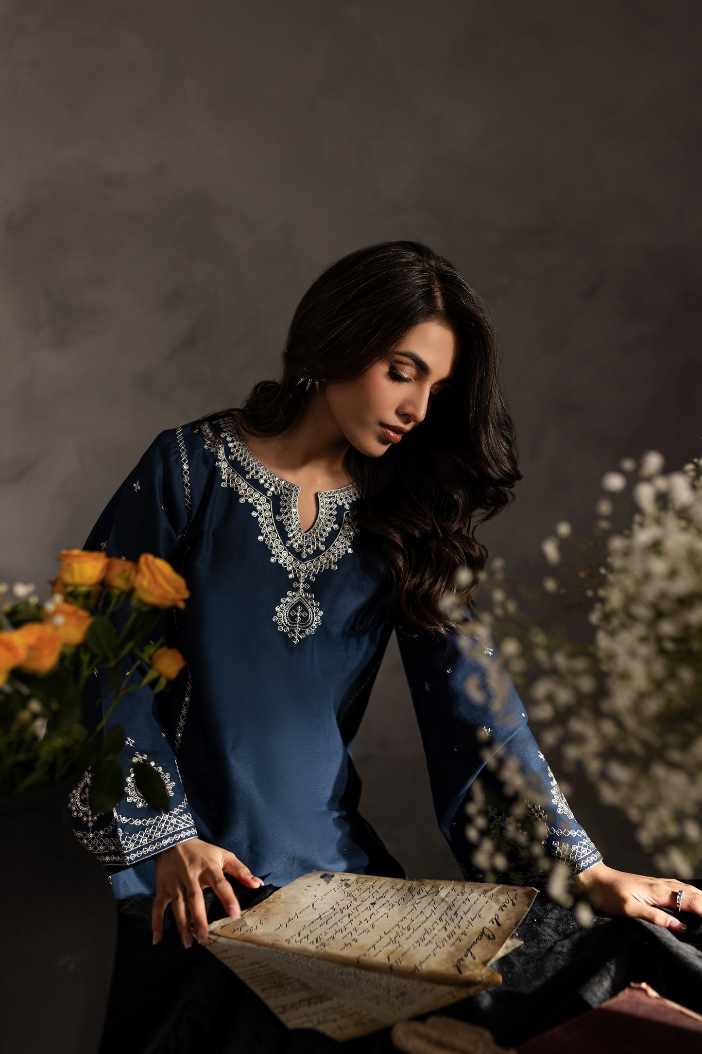 BATIK-2PC SEQUIN LAWN EMBROIDERED SHIRT WITH SEQUIN LAWN EMBROIDERED TROUSER-ADR-3469