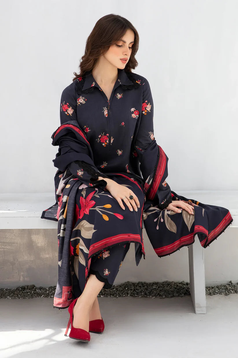 BAROQUE-3PC KHADDAR PRINTED SHIRT WITH KHADDAR PRINT DUPATTA AND PRINT TROUSER-ADR-2605