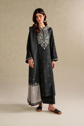 IZNIK-3PC DHANAK EMBROIDERED SHIRT WITH WOOL DIGITAL PRINT SHAWL AND TROUSER-ADR-5174