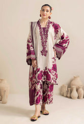 ADAN LIBAS-3PC KHADDAR PRINTED EMB SHIRT WITH KHADDAR PRINT DUPATTA AND PRINT TROUSER-ADR-2557