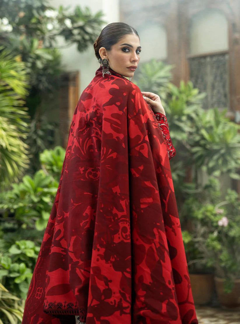 ZAINAB CHOTTANI-3PC LAWN EMBROIDERED PRINTED SHIRT WITH LAWN PRINT DUPATTA AND PRINT TROUSER-ADR