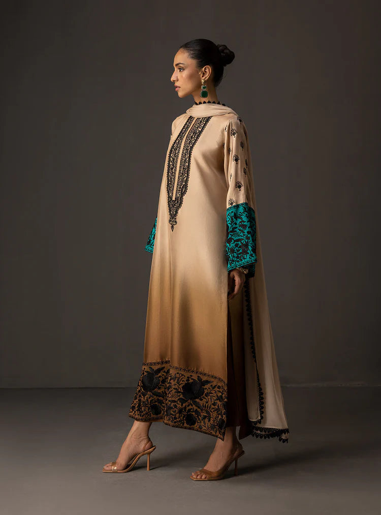 ZAINAB CHOTANI-3PC SHAMOZ SILK PRINT EMBROIDERED SHIRT WITH SOFT SILK PRINT DUPATTA & SILK TROUSER ADR-1717