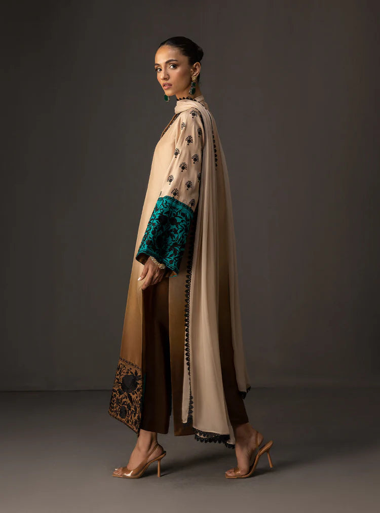 ZAINAB CHOTANI-3PC SHAMOZ SILK PRINT EMBROIDERED SHIRT WITH SOFT SILK PRINT DUPATTA & SILK TROUSER ADR-1717