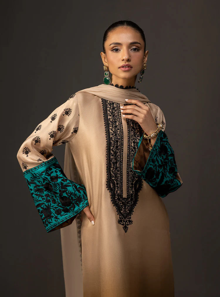 ZAINAB CHOTANI-3PC SHAMOZ SILK PRINT EMBROIDERED SHIRT WITH SOFT SILK PRINT DUPATTA & SILK TROUSER ADR-1717