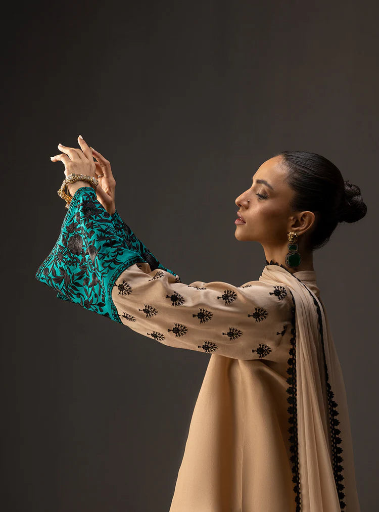 ZAINAB CHOTANI-3PC SHAMOZ SILK PRINT EMBROIDERED SHIRT WITH SOFT SILK PRINT DUPATTA & SILK TROUSER ADR-1717