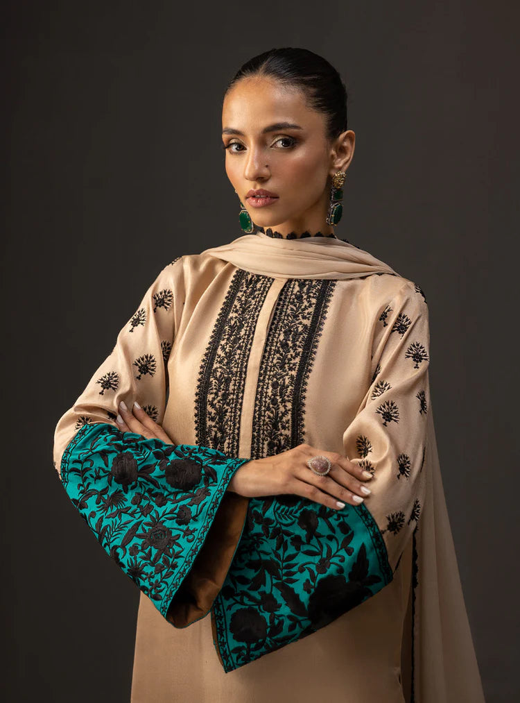 ZAINAB CHOTANI-3PC SHAMOZ SILK PRINT EMBROIDERED SHIRT WITH SOFT SILK PRINT DUPATTA & SILK TROUSER ADR-1717