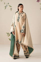 BAROUQE-3PC DHANAK EMBROIDERED SHIRT WITH DHANAK EMBROIDERED SHAWL AND TROUSER -ADR