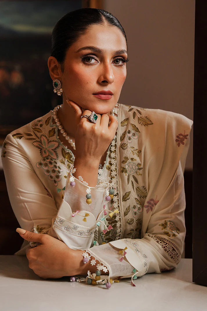 CROSS STITCHED-3PC DHANAK EMBROIDERED SHIRT WITH DHANAK EMBROIDERED SHAWL AND TROUSER-ADR-4161
