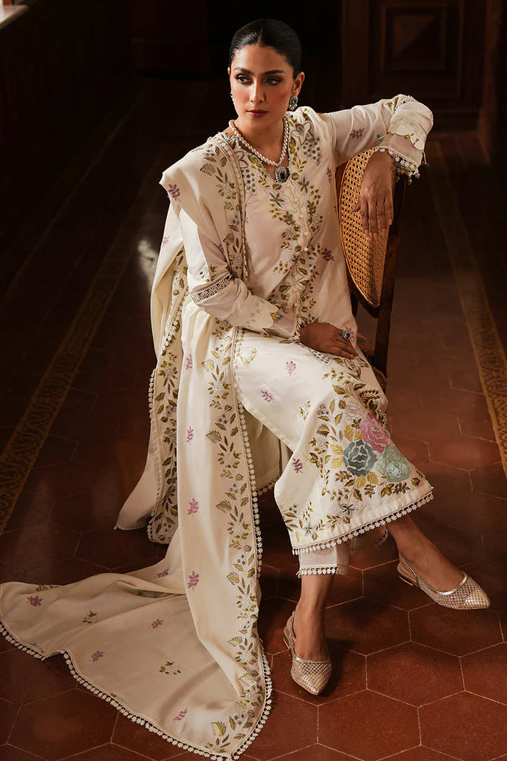CROSS STITCHED-3PC DHANAK EMBROIDERED SHIRT WITH DHANAK EMBROIDERED SHAWL AND TROUSER-ADR-4161