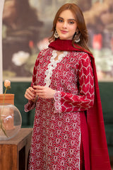 MIRAKHI-3PC LAWN CHIKENKARI EMBROIDERED SHIRT WITH LAWN TUBE SLUB DUPATTA-ADR-