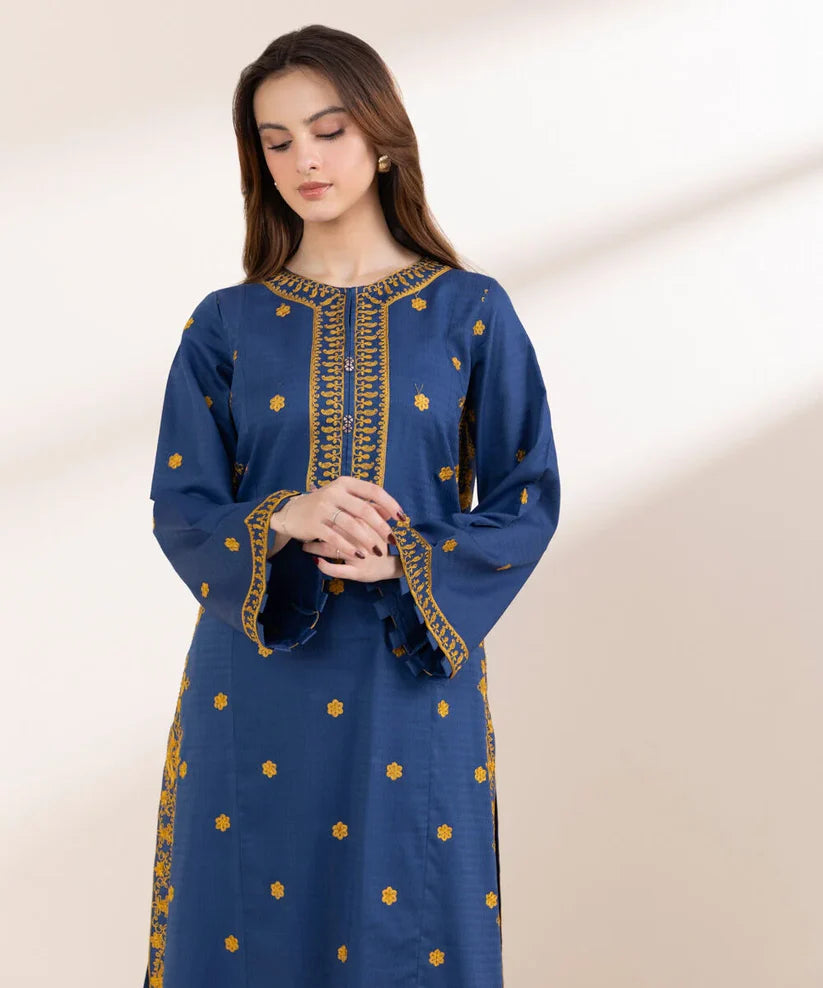 SAPPHIRE-3PC LAWN EMBROIDERED SHIRT WITH COTTON NET DUPATTA & TROUSER-ADR-3790