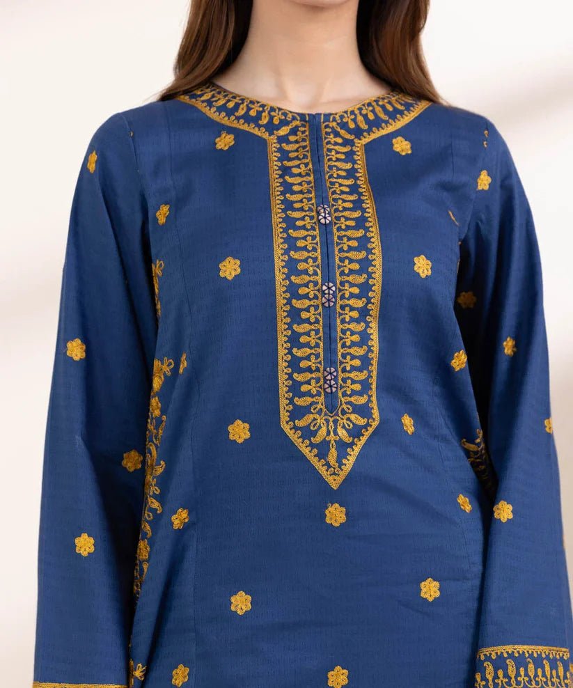 SAPPHIRE-3PC LAWN EMBROIDERED SHIRT WITH COTTON NET DUPATTA & TROUSER-ADR-3790