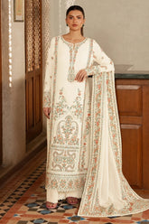 AFROZEH-3PC DHANAK EMBROIDERED SHIRT WITH DHANAK EMB SHAWL AND TROUSER-ADR-5208