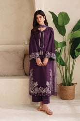 GARNET-3PC DHANAK EMBROIDERED SHIRT WITH WOOL PRINTED SHAWL & TROUSER-ADR-5121