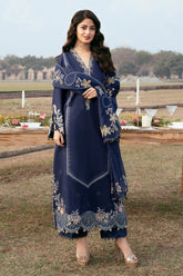 IZEL-3PC LAWN EMBROIDERED SHIRT WITH KHADDI NET EMBROIDERED DUPATTA AND TROUSER-ADR-4817