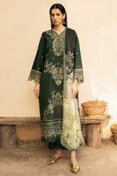 IZEL-3PC LAWN EMBROIDERED SHIRT WITH CHIFFOON PRINT DUPATTA AND EMB TROUSER-ADR-4628