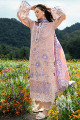 MUSHQ-3PC LAWN LASERWORK EMBROIDERED SHIRT WITH CHIFFON PRINTED DUPATTA AND TROUSER-ADR-4782