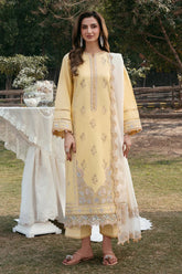 IZEL-3PC LAWN EMBROIDERED SHIRT WITH KHAADI NET EMBROIDERED DUPATTA AND TROUSER-ADR-4832