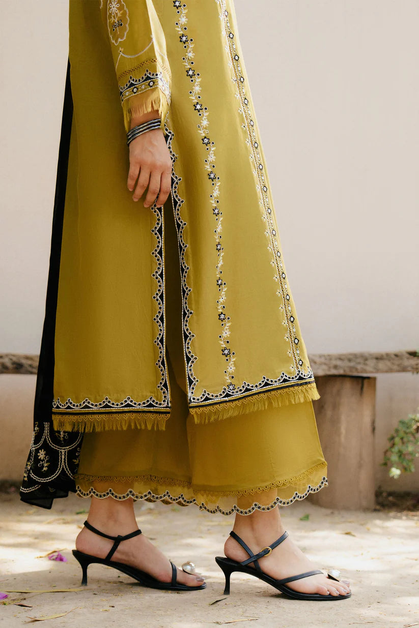ZARA SHAHJAHAN-3PC DHANAK EMBROIDERED SHIRT WITH DHANAK EMBROIDERED SHAWL & DHANAK TOUSER-ADR-
