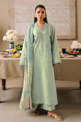 IZEL-3PC LAWN EMBROIDERED SHIRT WITH CHIFFON PRINT DUPATTA AND EMB TROUSER-ADR-4825