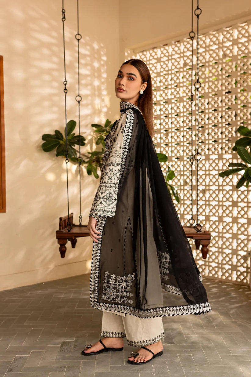 BATIK-3PC DHANAK EMBROIDERED SHIRT WITH CHIFFON EMBROIDERED DUPATTA AND EMB TROUSER-ADR-4104