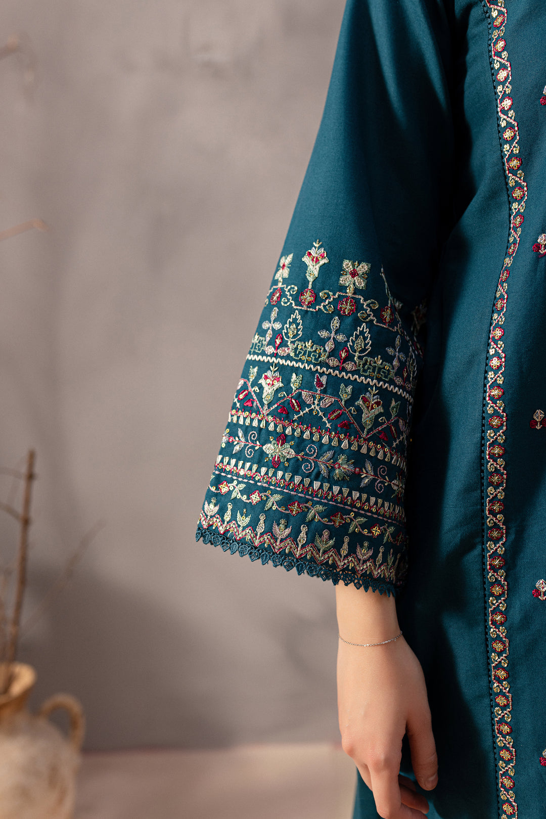BATIK-2PC SEQUIN LAWN EMBROIDERED SHIRT WITH SEQUIN LAWN EMBROIDERED TROUSER-ADR-3471