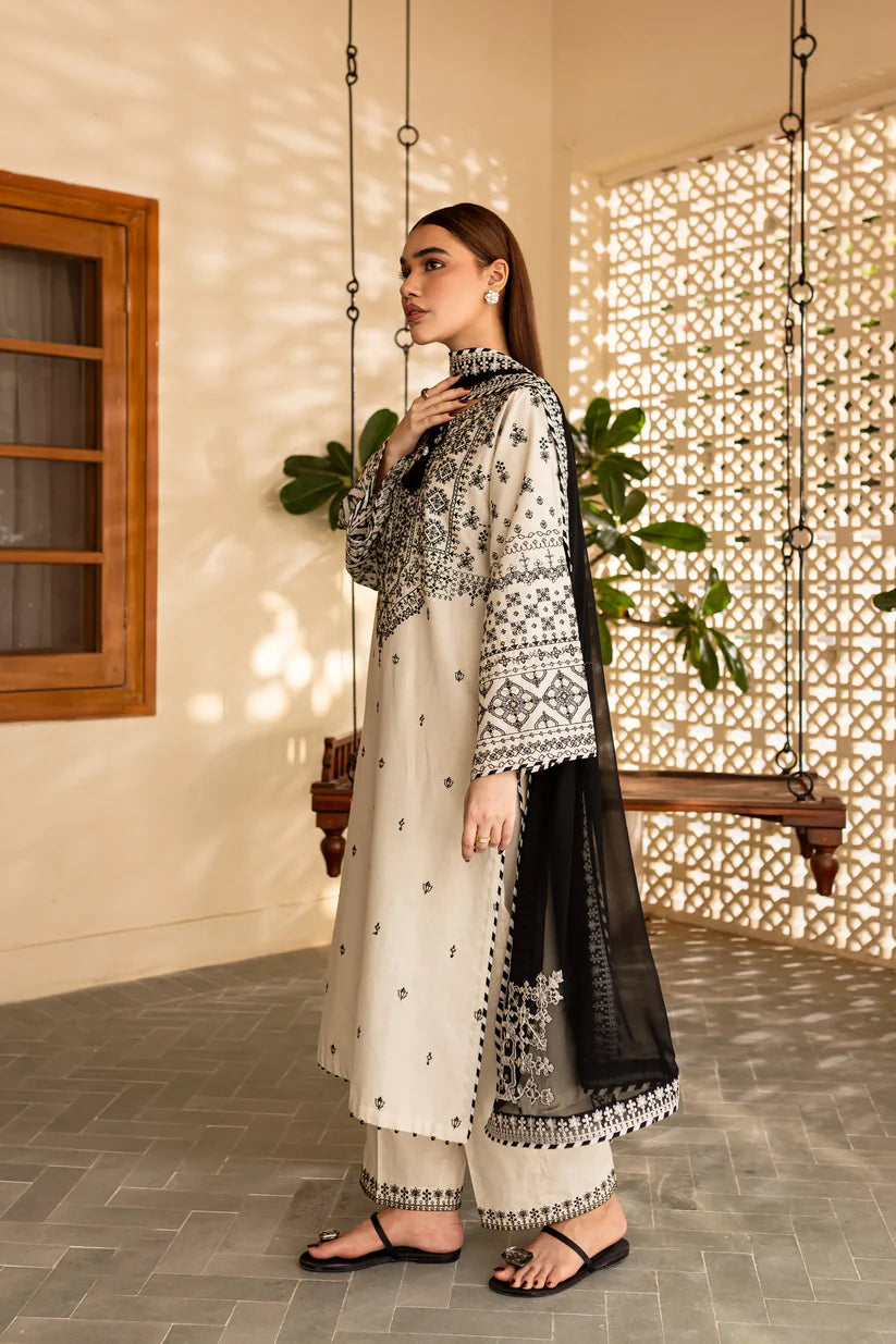 BATIK-3PC DHANAK EMBROIDERED SHIRT WITH CHIFFON EMBROIDERED DUPATTA AND EMB TROUSER-ADR-4104